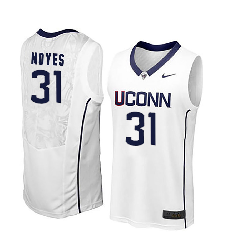 male uconn huskies white 31 mike noyes ncaa basketball player name and number jersey