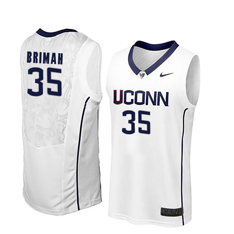male uconn huskies white 35 amida brimah ncaa basketball player name and number jersey
