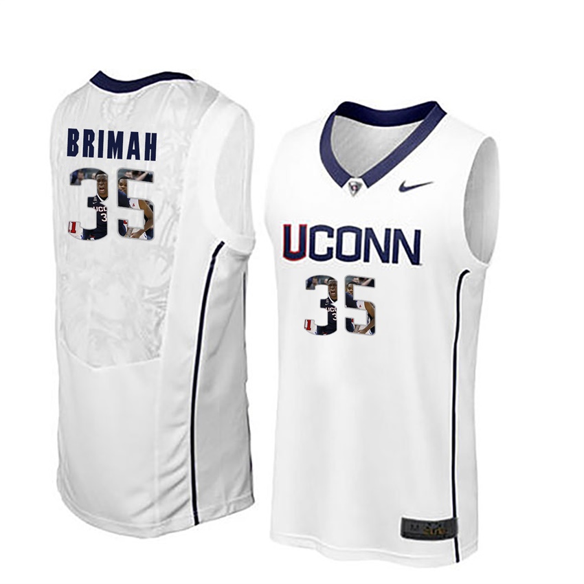 male uconn huskies white amida brimah college basketball player portrait jersey