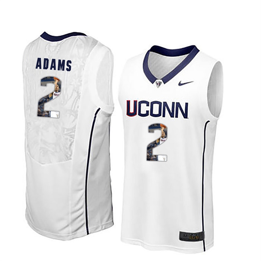 male uconn huskies white jalen adams college basketball player portrait jersey