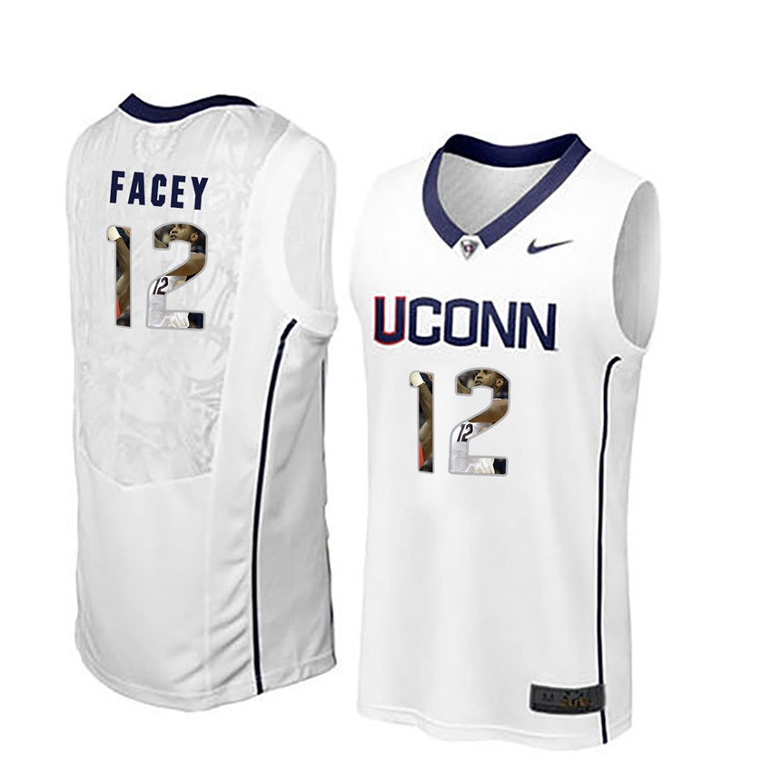 male uconn huskies white kentan facey college basketball player portrait jersey