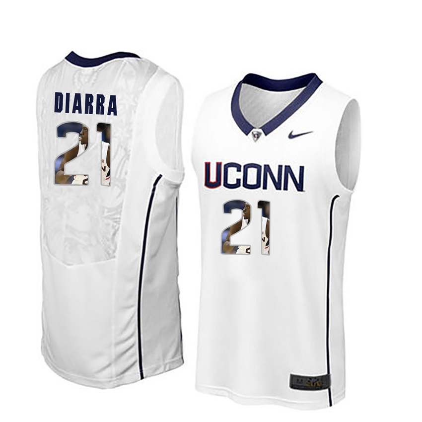 male uconn huskies white mamadou diarra college basketball player portrait jersey