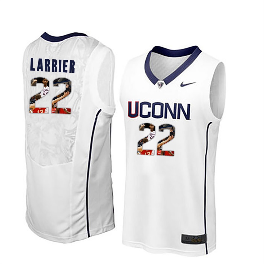 male uconn huskies white terry larrier college basketball player portrait jersey