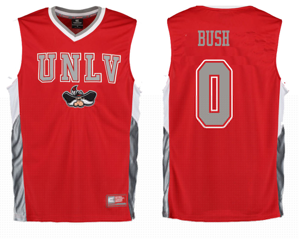 male unlv rebels red larry bush college basketball player apparel basketball jersey