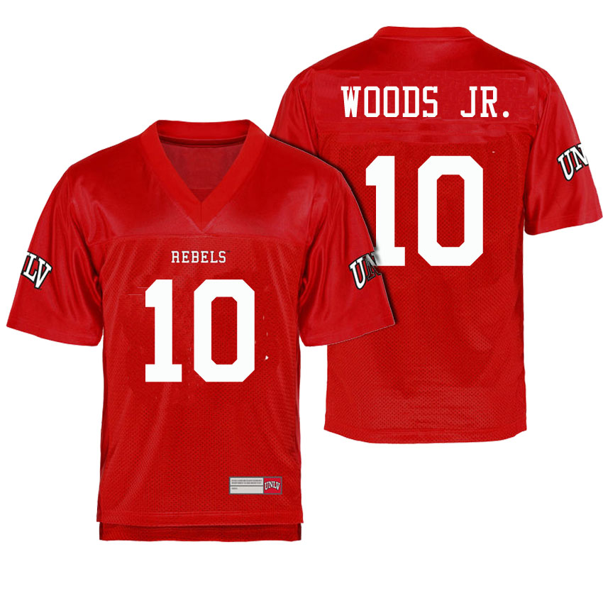 male unlv rebels scarlet 10 darren woods jr. college football name and number jersey
