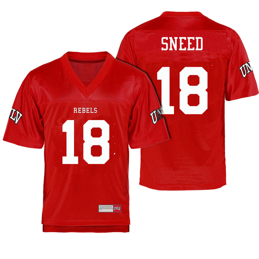 male unlv rebels scarlet 18 dalton sneed college football name and number jersey