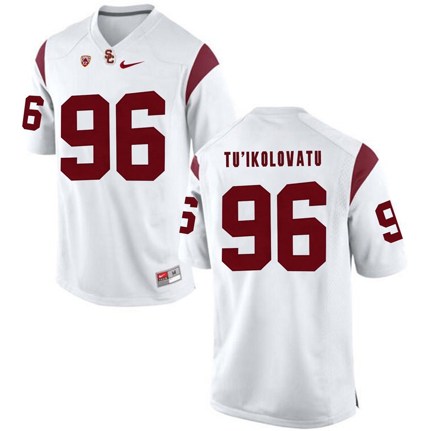 male usc trojans white 96 stevie tu'ikolovatu 2017 ncaa football pac 12 game nfl player jersey