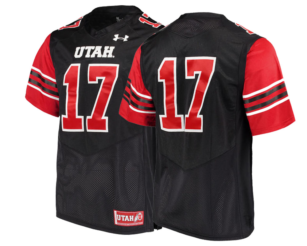 male utah utes black 17 college football performance jersey