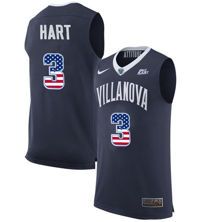 male villanova wildcats 3 josh hart navy blue national flag basketball jersey