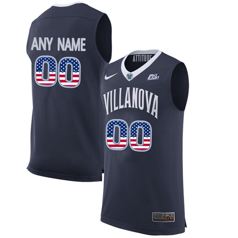 male villanova wildcats navy blue college basketball us flag fashion customized jersey