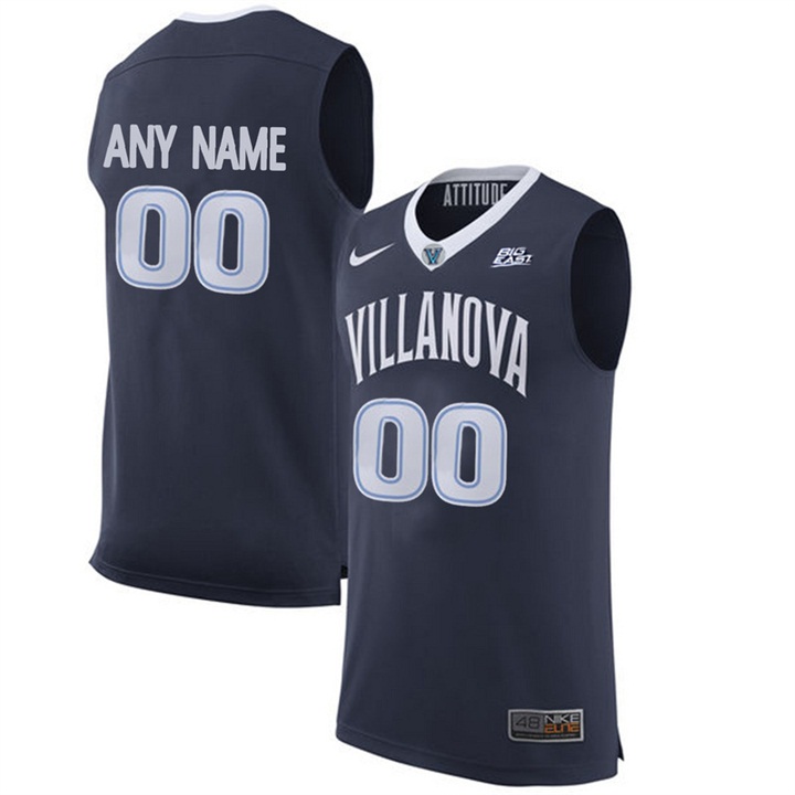 male villanova wildcats navy blue name and number customized basketball jersey