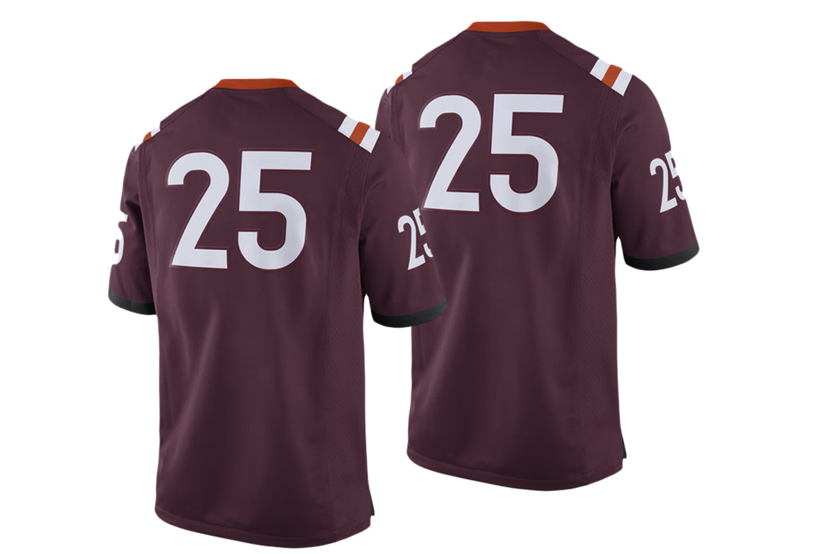 male virginia tech hokies maroon 25 college football game performance jersey