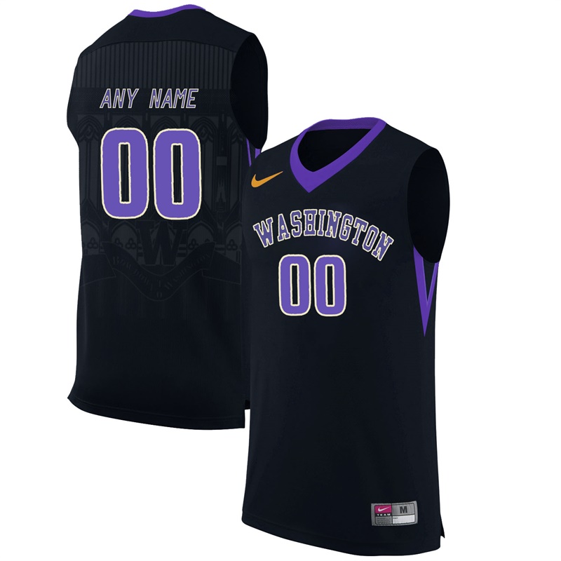male washington huskies black college basketball team performance customized jersey