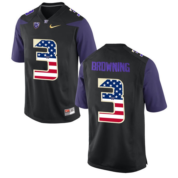 male washington huskies black jake browning ncaa football us flag fashion jersey