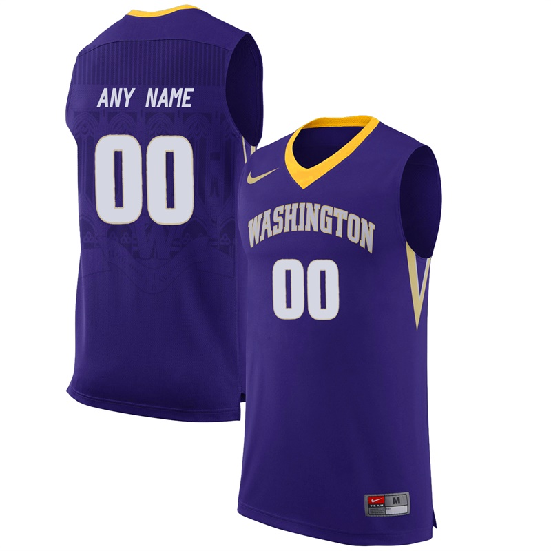 male washington huskies purple college basketball team performance customized jersey