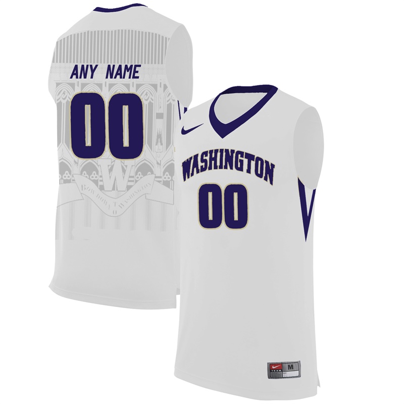 male washington huskies white college basketball team performance customized jersey