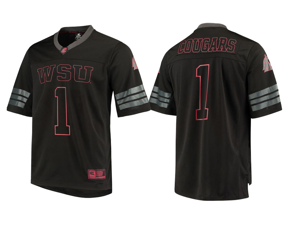 male washington state cougars black 1 college colosseum blackout football jersey