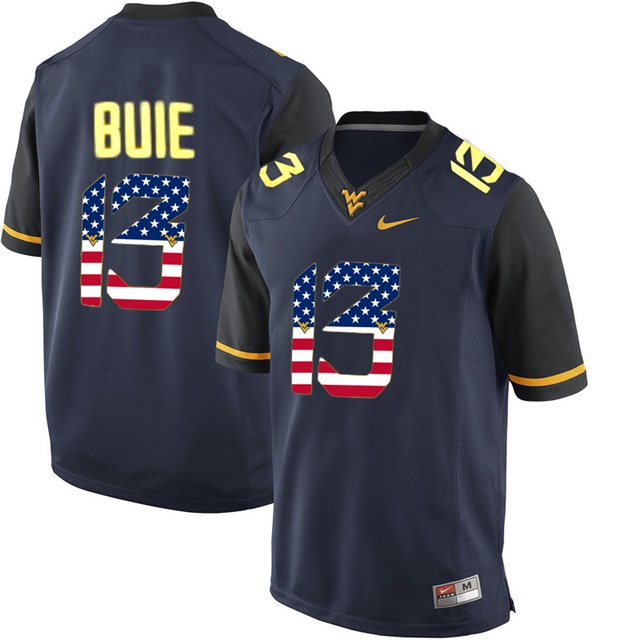 male west virginia mountaineers 13 andrew buie navy blue college football limited jersey