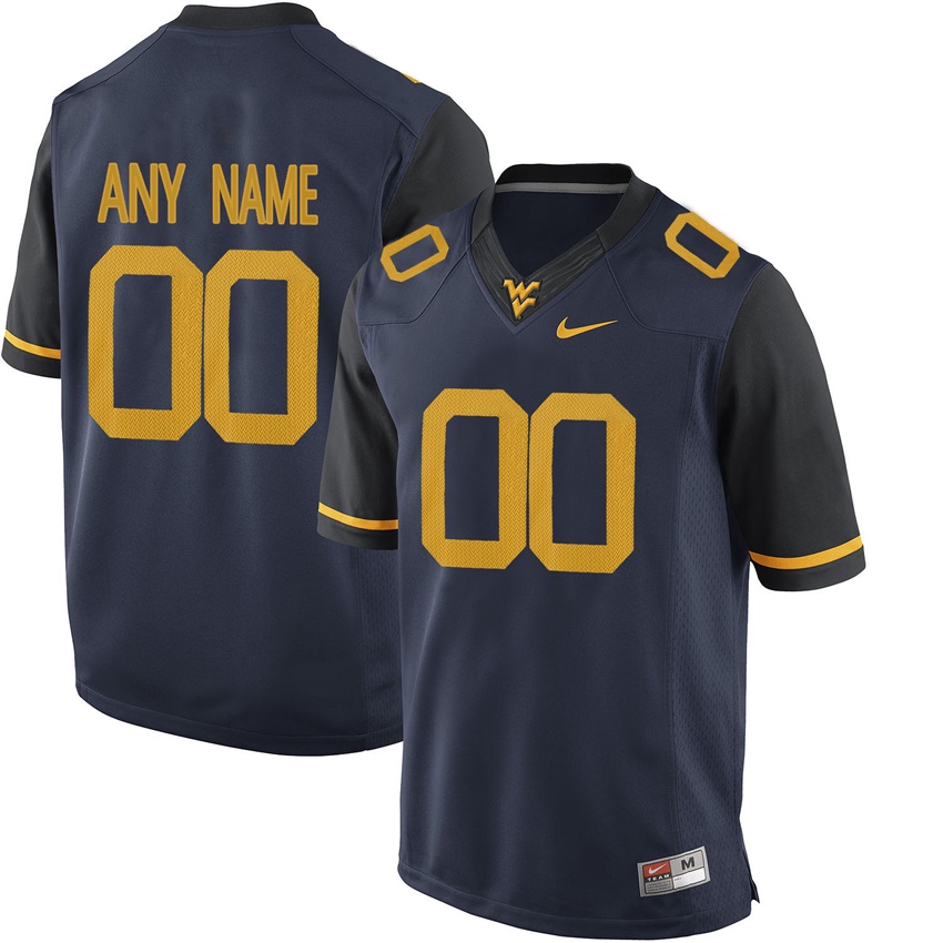 male west virginia mountaineers blue college limited football customized jersey
