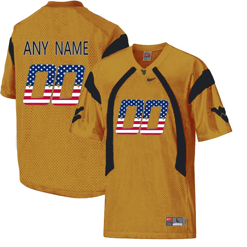 male west virginia mountaineers gold custom college football limited jersey