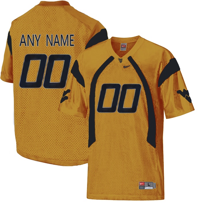 male west virginia mountaineers gold mesh customized limited football jersey