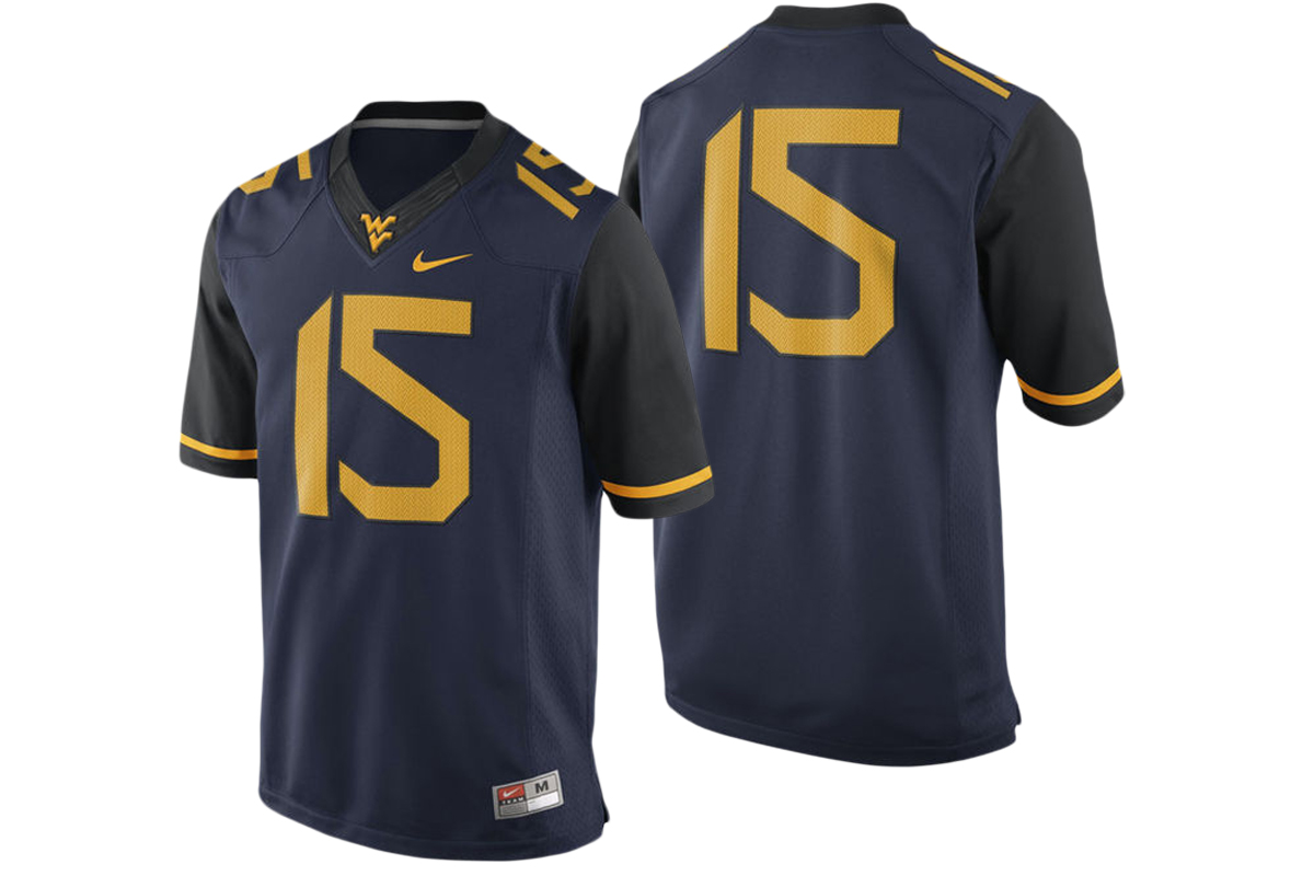 male west virginia mountaineers navy 15 college football game performance jersey