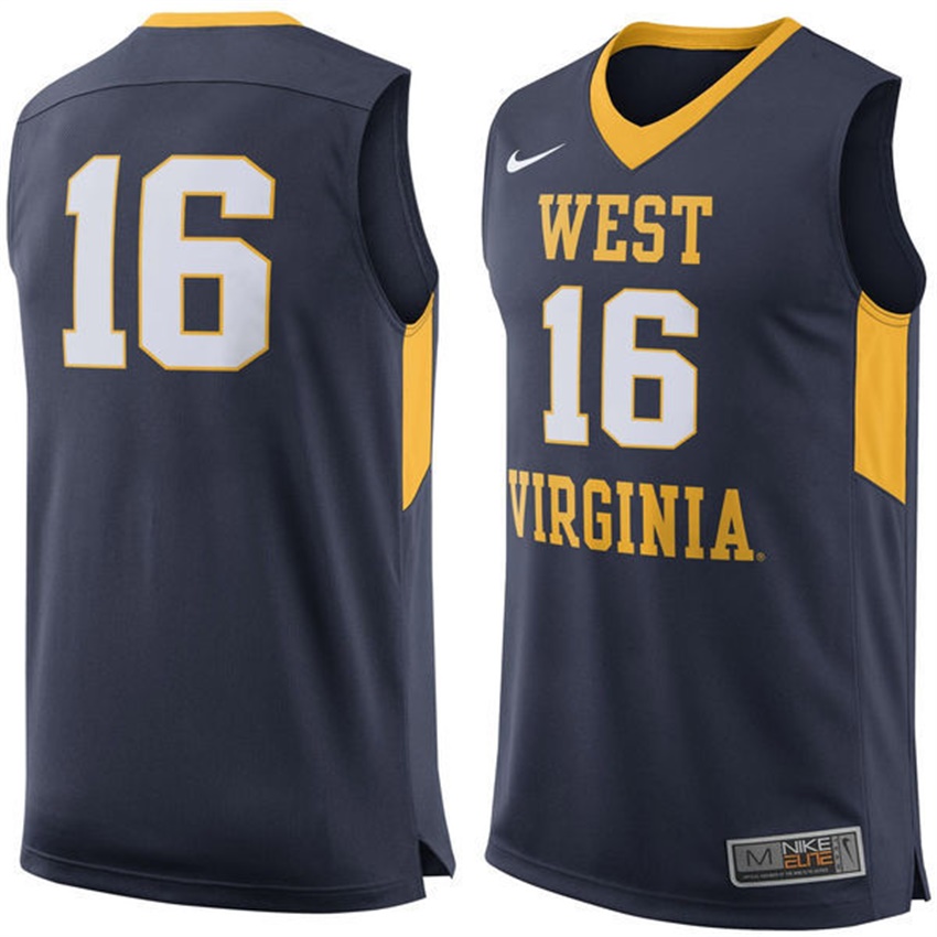 male west virginia mountaineers navy 16 ncaa basketball premier tank top jersey