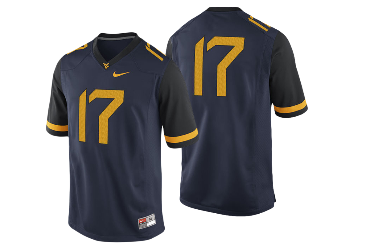 male west virginia mountaineers navy 17 college football game performance jersey