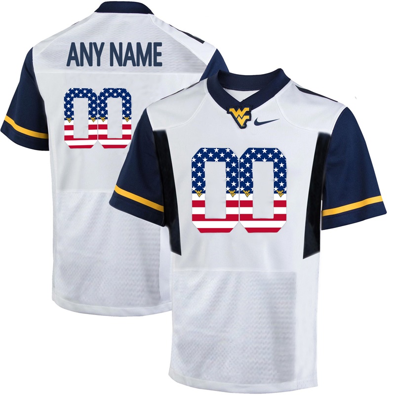 male west virginia mountaineers white custom college football limited jersey
