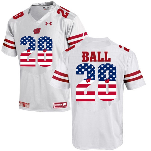 male wisconsin badgers 28 montee ball white college football limited jersey