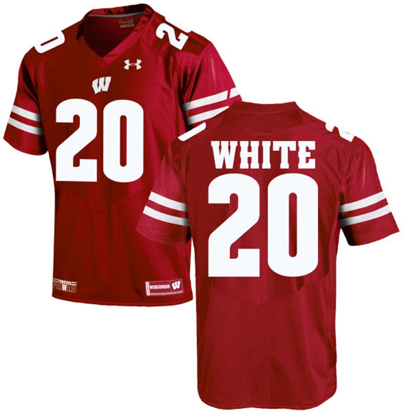 male wisconsin badgers red 20 james white ncaa alumni football game jersey