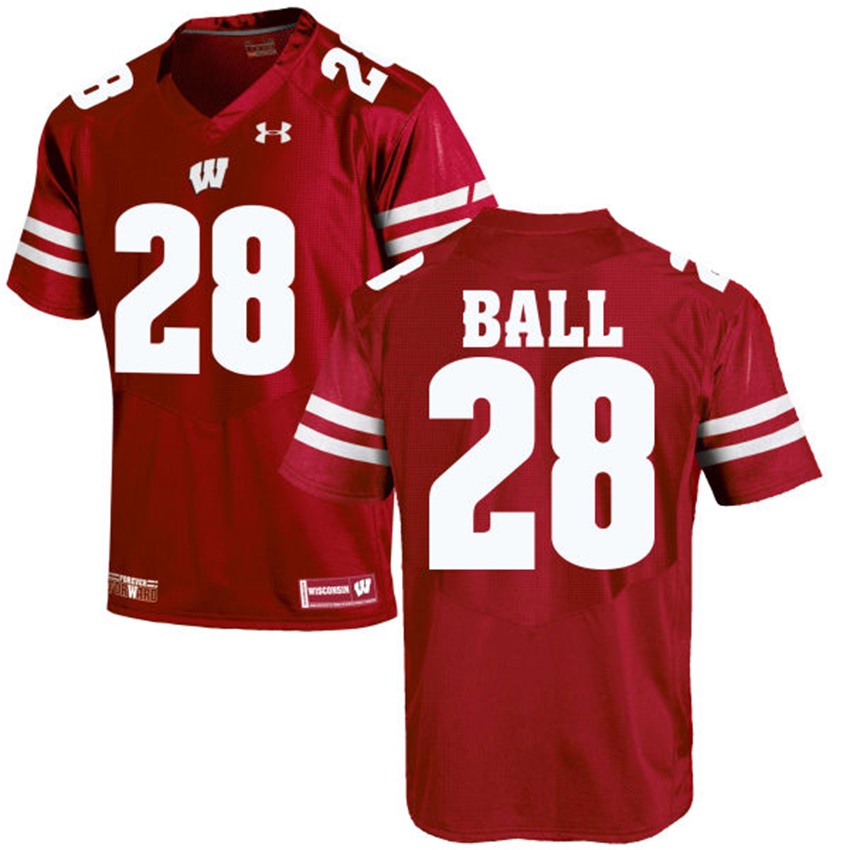 male wisconsin badgers red 28 montee ball ncaa alumni football game jersey