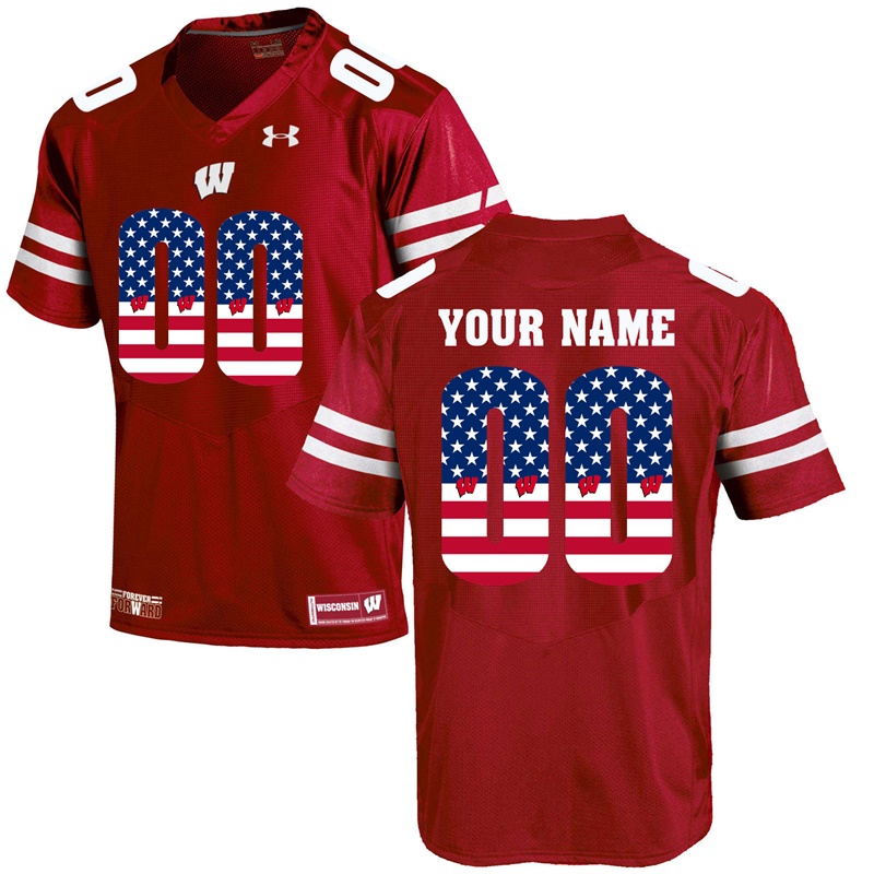 male wisconsin badgers red custom college football limited jersey