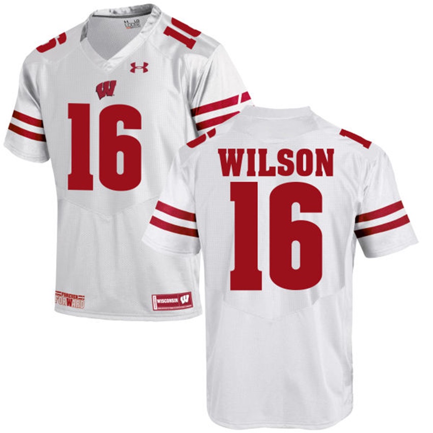 male wisconsin badgers white 16 russell wilson ncaa alumni football game jersey