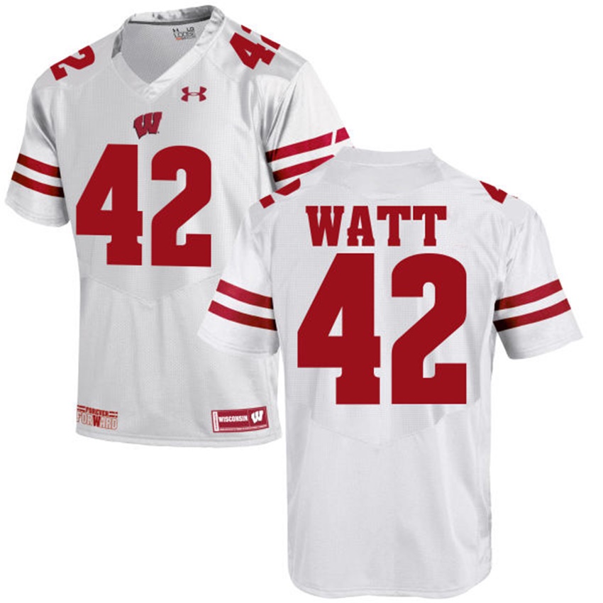 male wisconsin badgers white 42 t.j watt ncaa alumni football game jersey
