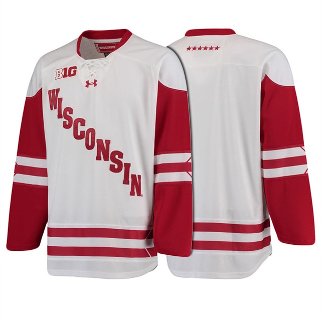 male wisconsin badgers white ncaa hockey jersey