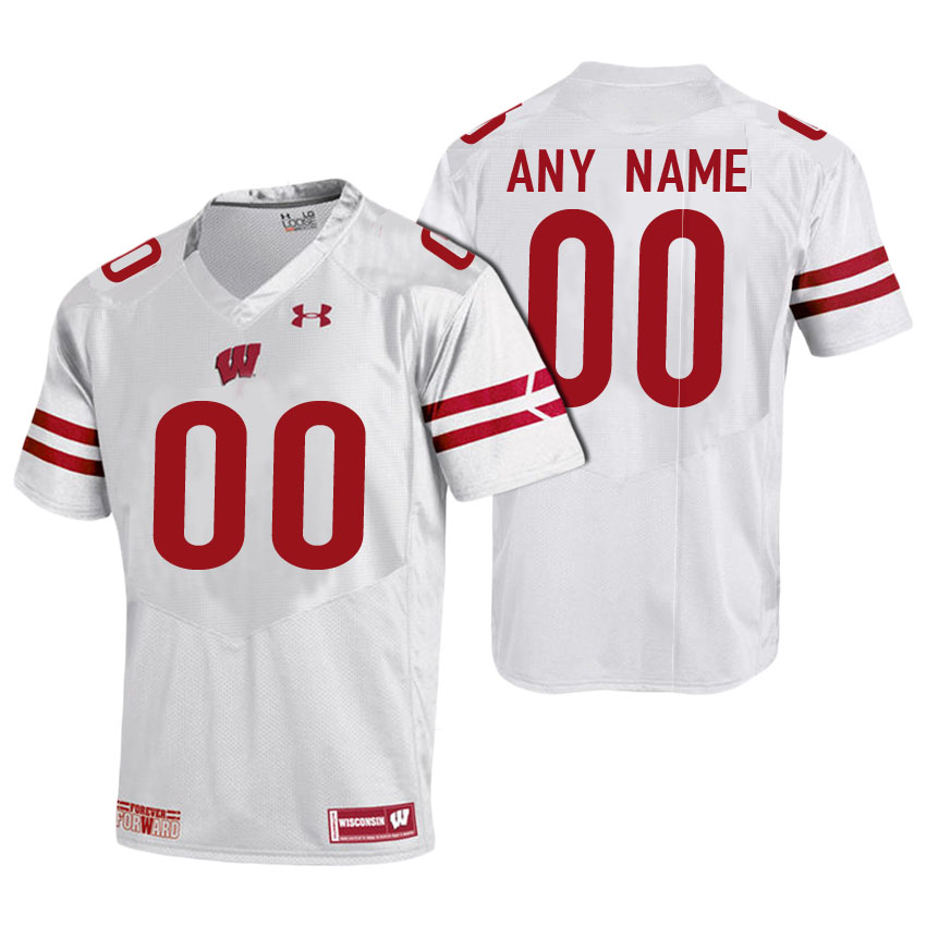male wisconsin badgers white personalized premier jersey