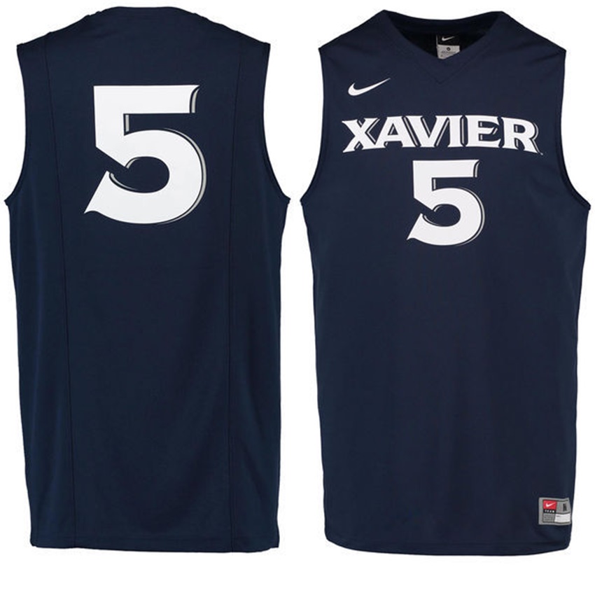 male xavier musketeers navy 5 ncaa basketball premier tank top jersey
