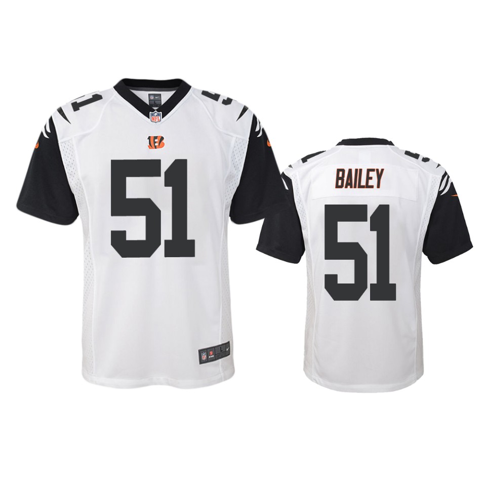 markus bailey bengals white color rush game jersey