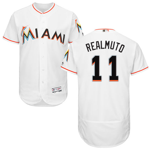 marlins #11 JT Realmuto White Flexbase Authentic Collection Stitched Baseball Jersey