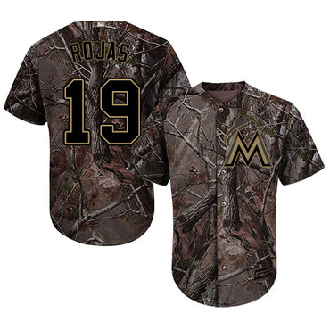 marlins #19 Miguel Rojas Camo Realtree Collection Cool Base Stitched Baseball Jersey