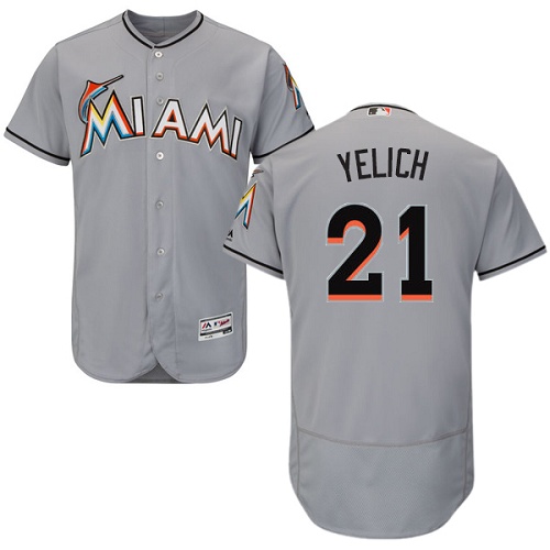 marlins #21 Christian Yelich Grey Flexbase Authentic Collection Stitched MLB Jersey