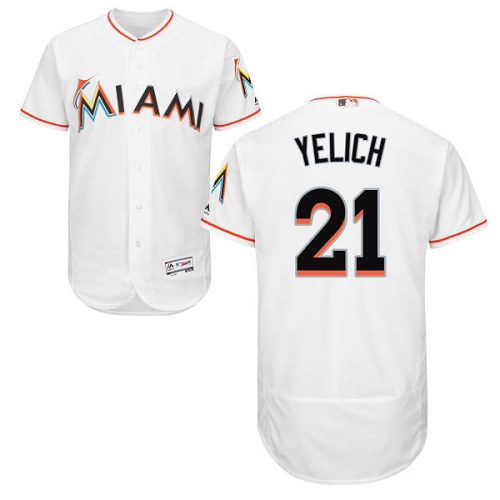 marlins #21 Christian Yelich White Flexbase Authentic Collection Stitched MLB Jersey