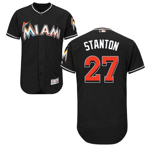 marlins #27 Giancarlo Stanton Black Flexbase Authentic Collection Stitched MLB Jersey