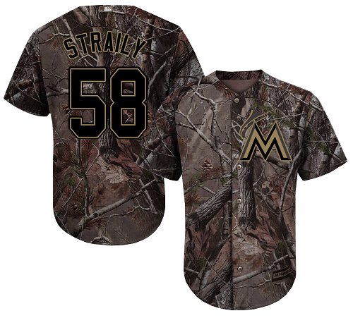 marlins #58 Dan Straily Camo Realtree Collection Cool Base Stitched Baseball Jersey