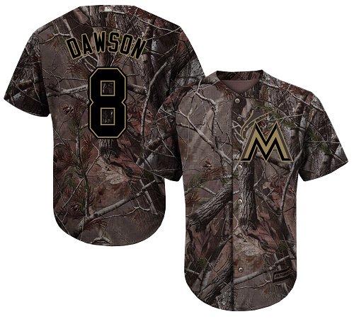 marlins #8 Andre Dawson Camo Realtree Collection Cool Base Stitched Baseball Jersey