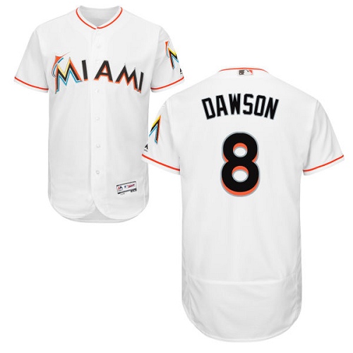 marlins #8 Andre Dawson White Flexbase Authentic Collection Stitched MLB Jersey