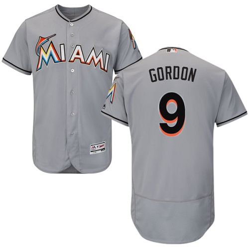 marlins #9 Dee Gordon Grey Flexbase Authentic Collection Stitched MLB Jersey