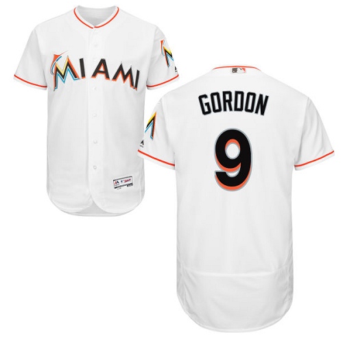 marlins #9 Dee Gordon White Flexbase Authentic Collection Stitched MLB Jersey