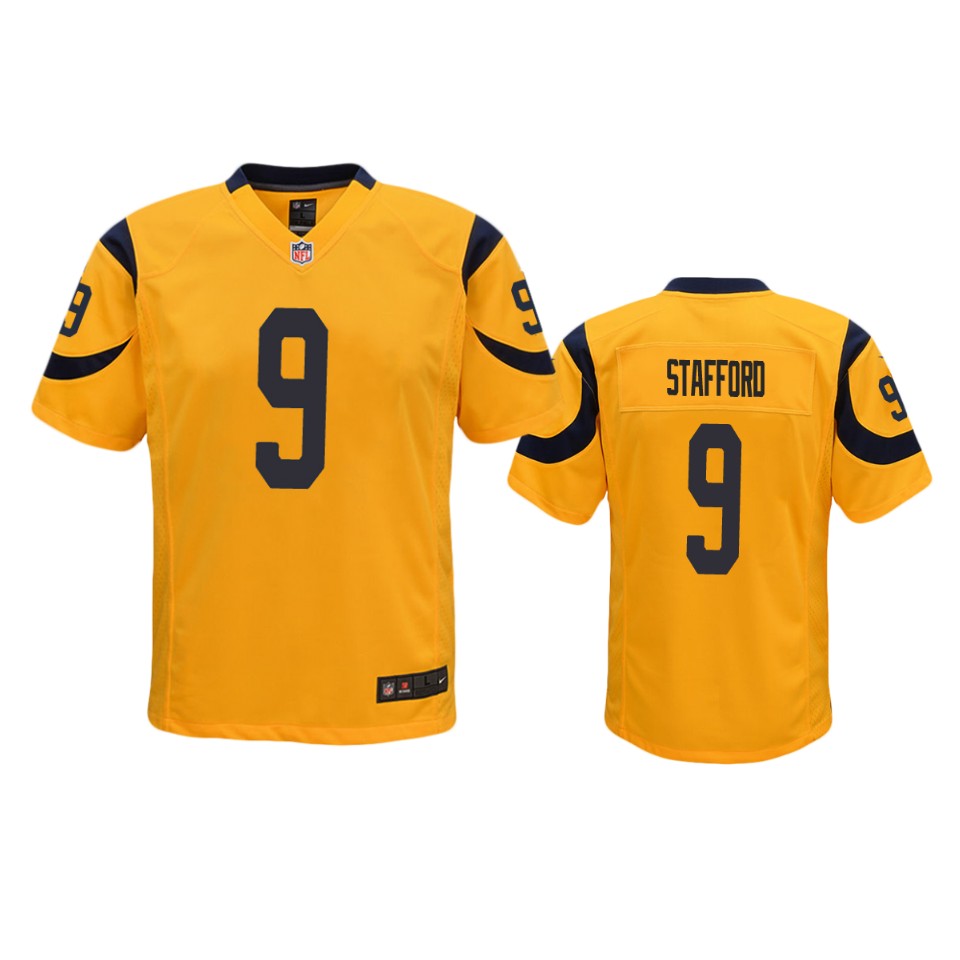 matthew stafford rams gold color rush game jersey